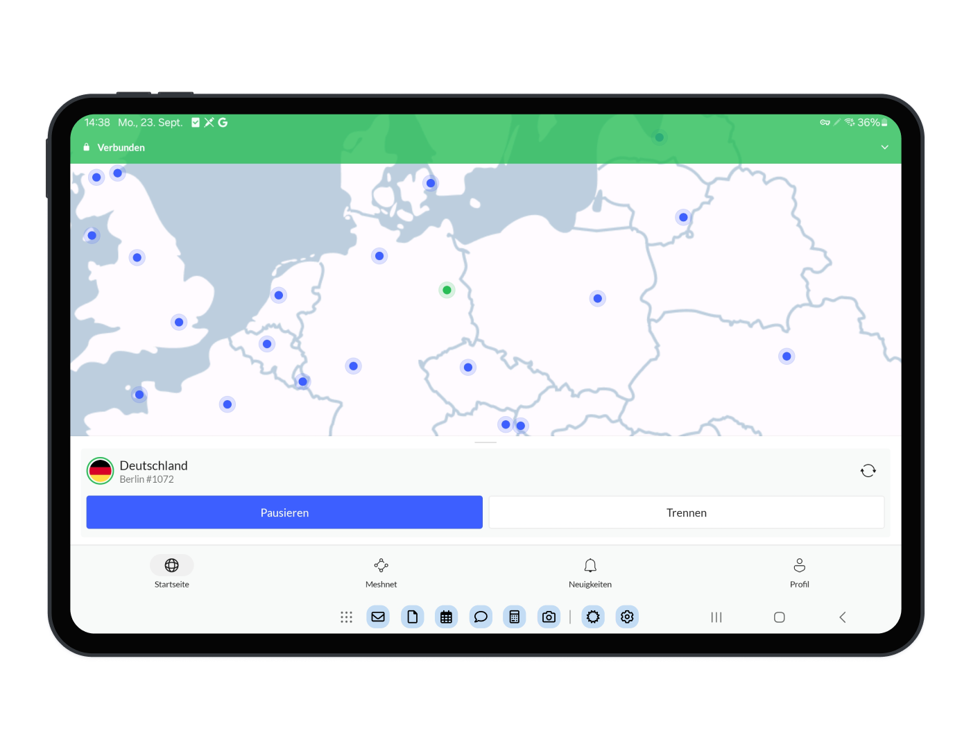 NordVPN auf Android Tablet